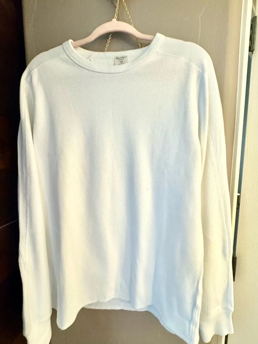 New! J. Crew Wallace & Barnes honeycomb thermal crewneck Men's White waffle